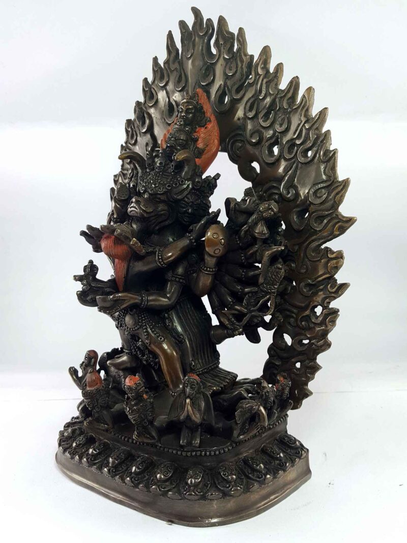 Statue of Yamantaka Vajrabhairava – Copper Oxidized Finish - Image 4