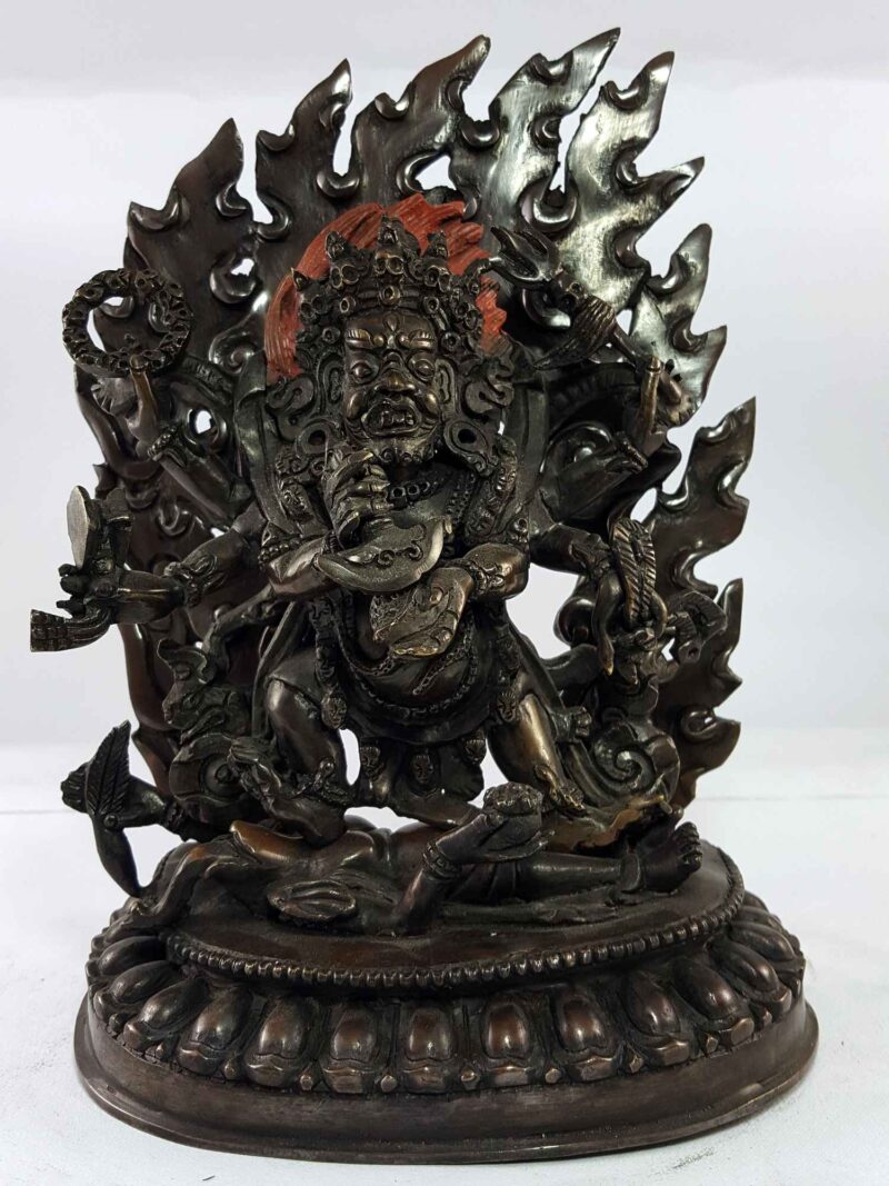 Black Mahakala / Six-Armed Mahakala Statue – Copper Oxidized Finish - Image 3