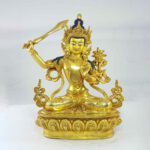 Manjushri Statue – Full Gold Plated with Painted Face