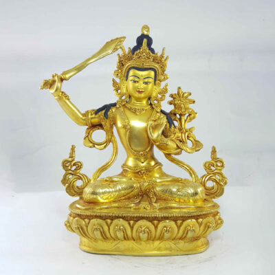 Manjushri Statue – Full Gold Plated with Painted Face