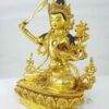 Manjushri Statue – Full Gold Plated with Painted Face - Image 4