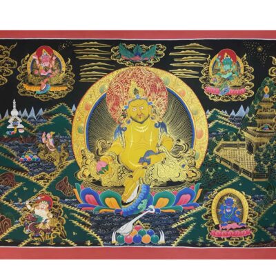Pancha Jambhala Hand-Made Tibetan Thangka