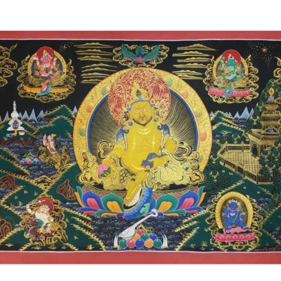 Pancha Jambhala Hand-Made Tibetan Thangka