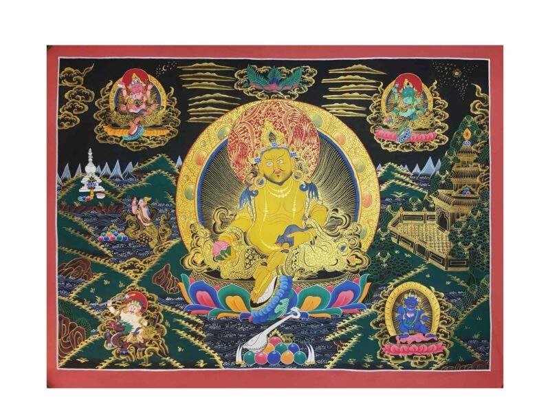 Pancha Jambhala Hand-Made Tibetan Thangka