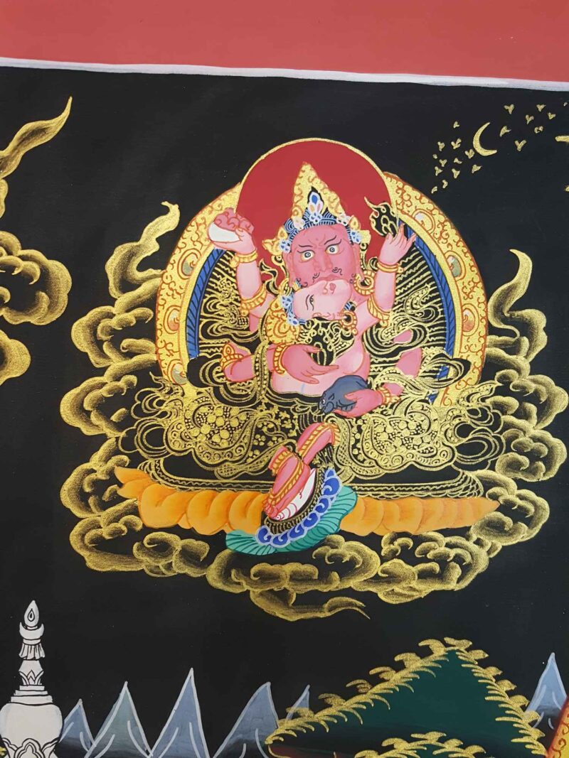 Pancha Jambhala Hand-Made Tibetan Thangka - Image 2
