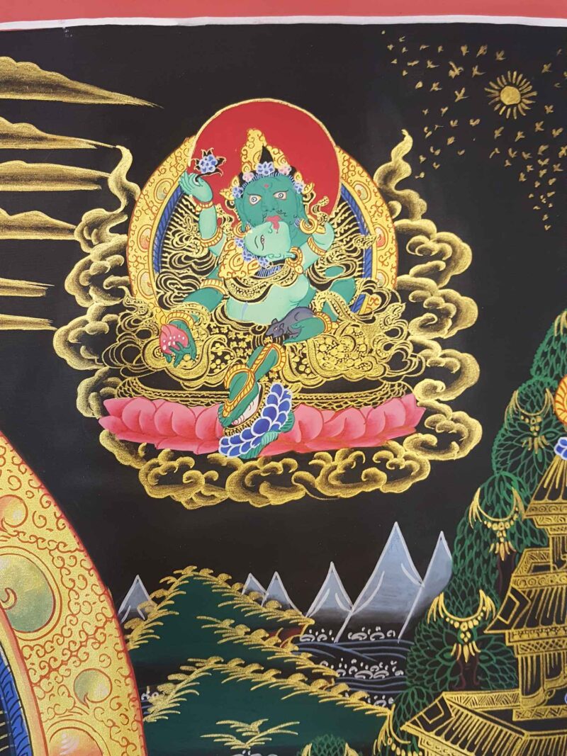 Pancha Jambhala Hand-Made Tibetan Thangka - Image 3