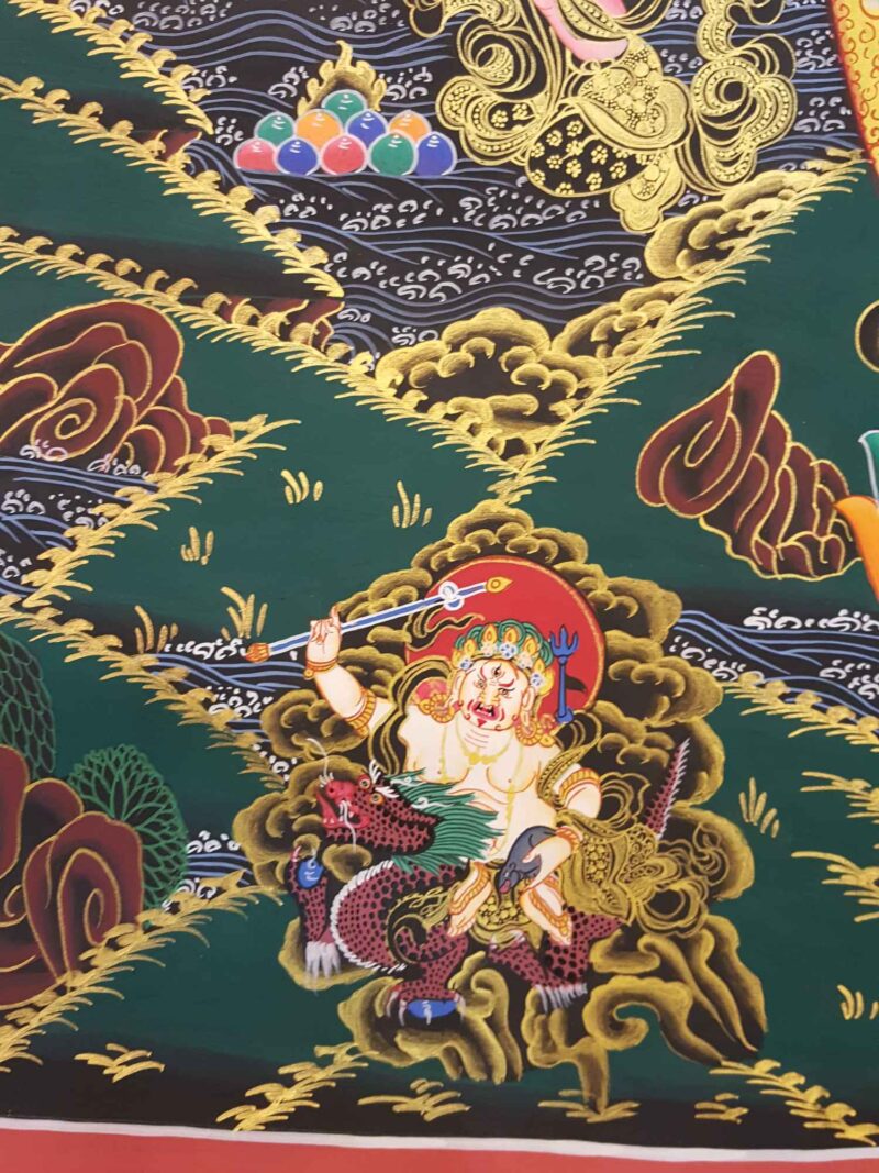Pancha Jambhala Hand-Made Tibetan Thangka - Image 4