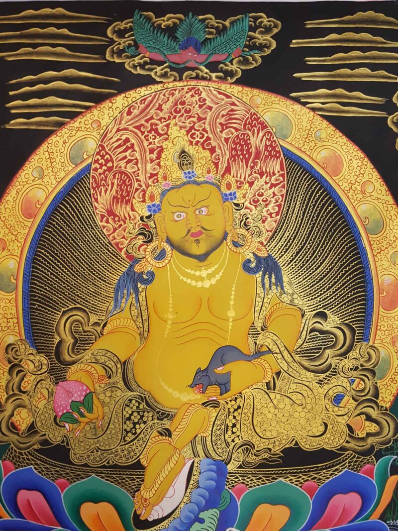 Pancha Jambhala Hand-Made Tibetan Thangka - Image 5