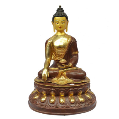 Shakyamuni Buddha Statue - Partly Gold Plated, Painted Face, Big Statue