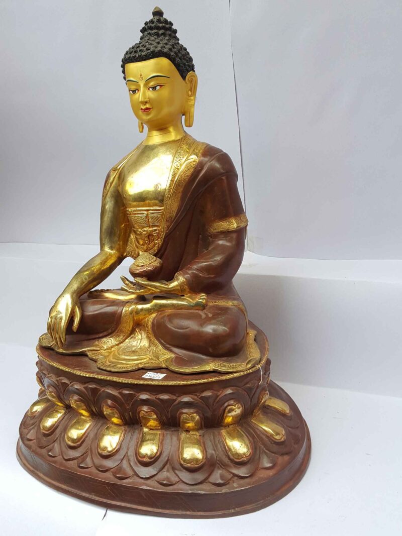 Shakyamuni Buddha Statue - Partly Gold Plated, Painted Face, Big Statue - Image 4