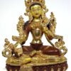 Buddhist Statue of Green Tara - Partly Fire Gold Plated, Painted Face, Good Quality - Image 3