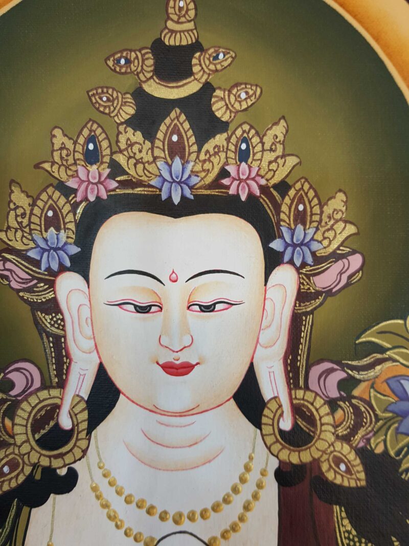 Tibetan Thangka of Bodhisattva Set - Chenrezig, Manjushri, Vajrapani (Chana Dorje) - Image 4