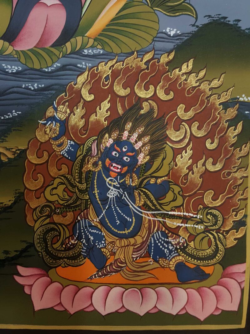 Tibetan Thangka of Bodhisattva Set - Chenrezig, Manjushri, Vajrapani (Chana Dorje) - Image 2