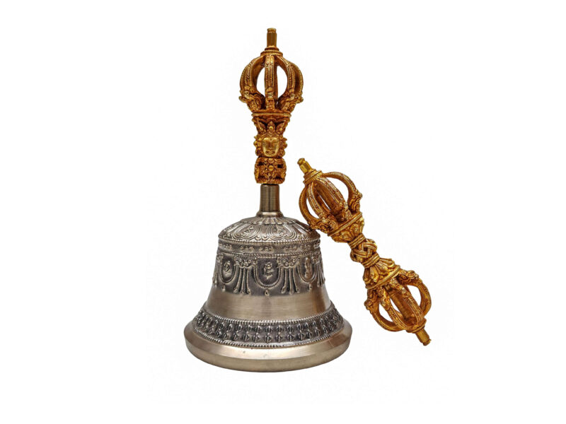 Dehradun Bell and Dorje Vajra, High Quality, Antique Finishing, Gold Plated On Dorje, Bronze Bell With Pure Copper Gold Plated Dorje and Bell Handle
