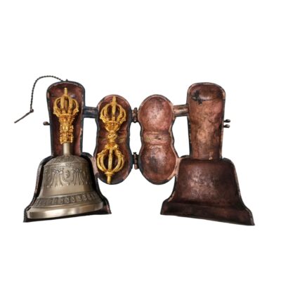 Bell and Dorje - Vajra, With Metal Cover, Gold Plated, Master Quality, Dehradun Piece