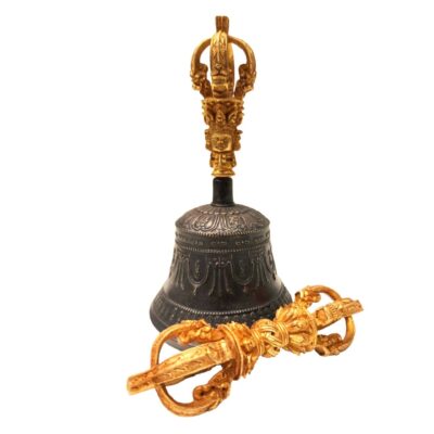 Dehradun Bell and Dorje Vajra, Bronze - High Quality, Full Gold Plated