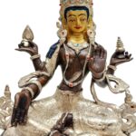 Lakshmi Buddhist Handmade Statue, Silver And Chocolate Oxidized, Wtih Face Painted - Image 3