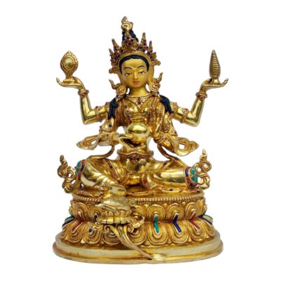 Buddhist Handmade Eight Set Tibetan Offering Set of Ashtamangala – Partly Gold Plated & Silver Plated Copper