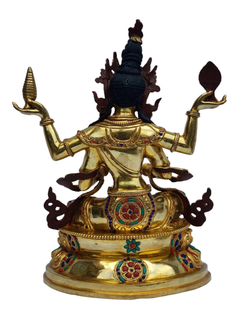 Buddhist Handmade Eight Set Tibetan Offering Set of Ashtamangala – Partly Gold Plated & Silver Plated Copper - Image 6