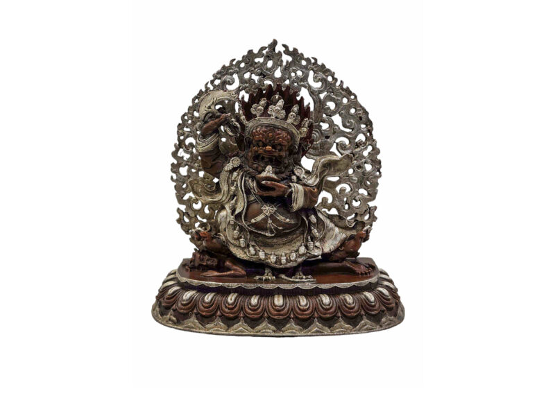 Vajrapani (Chana Dorje) Buddhist Miniature Statue – Silver & Chocolate Oxidized Copper