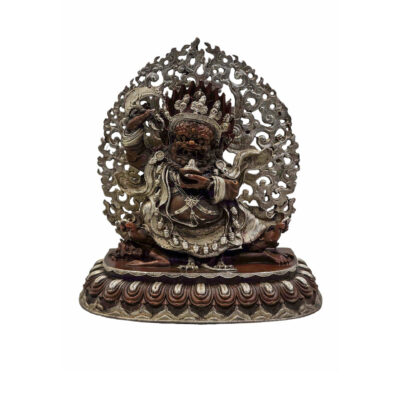 Vajrapani (Chana Dorje) Buddhist Miniature Statue – Silver & Chocolate Oxidized Copper