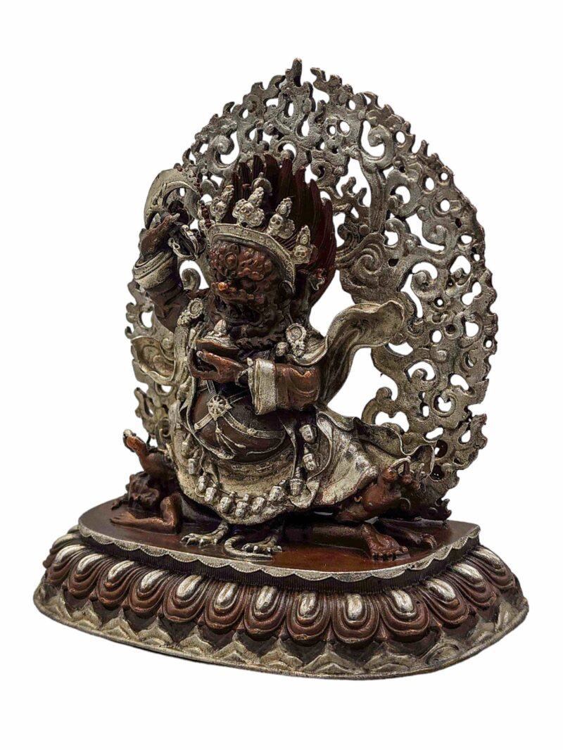 Vajrapani (Chana Dorje) Buddhist Miniature Statue – Silver & Chocolate Oxidized Copper - Image 2