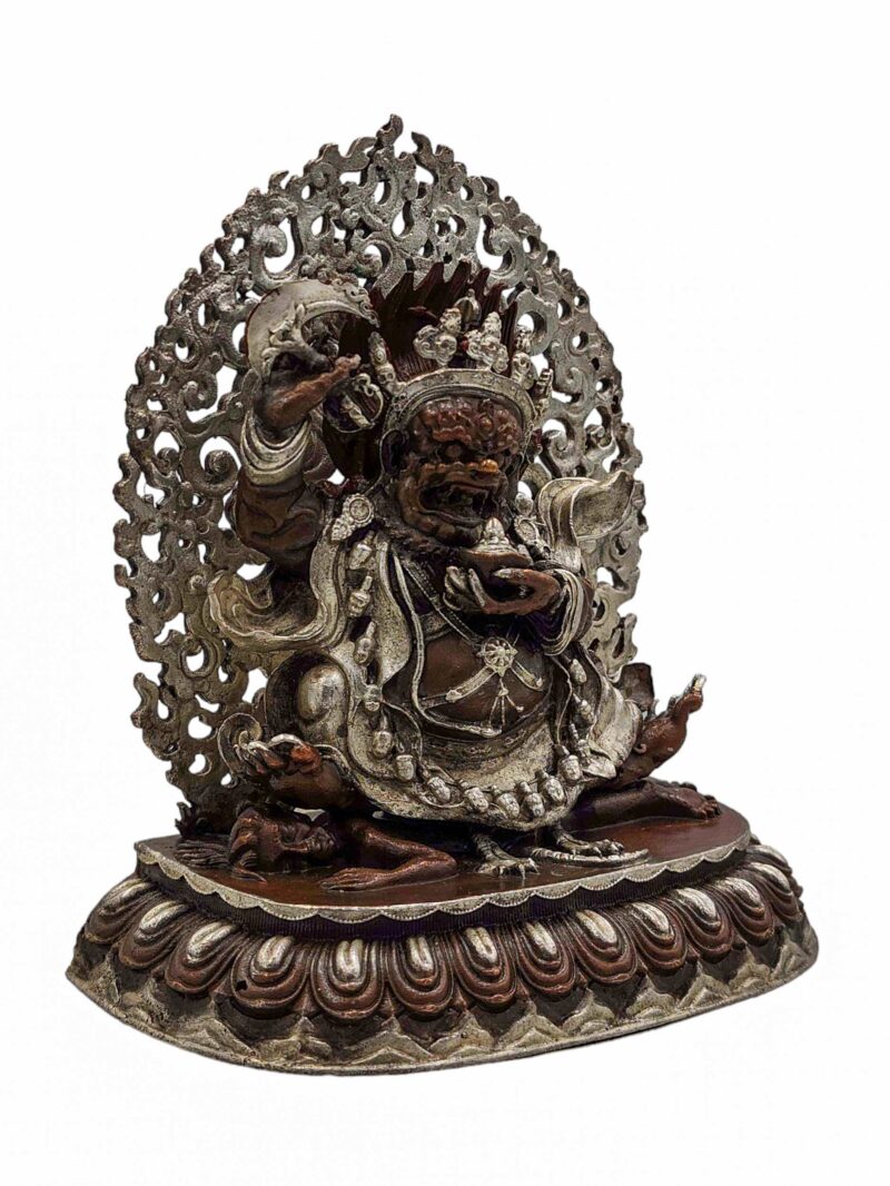 Vajrapani (Chana Dorje) Buddhist Miniature Statue – Silver & Chocolate Oxidized Copper - Image 3