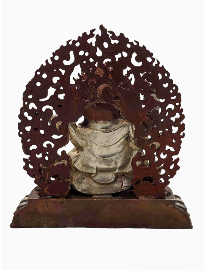 Vajrapani (Chana Dorje) Buddhist Miniature Statue – Silver & Chocolate Oxidized Copper - Image 4