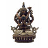 Chenrezig (Avalokiteshvara) Buddhist Miniature Statue – Silver & Chocolate Oxidized Copper