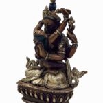 Chenrezig (Avalokiteshvara) Buddhist Miniature Statue – Silver & Chocolate Oxidized Copper - Image 3