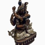 Chenrezig (Avalokiteshvara) Buddhist Miniature Statue – Silver & Chocolate Oxidized Copper - Image 2
