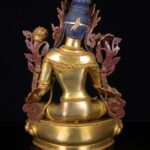 Green Tara: Buddhist Handmade Statue, Full Gold Plated, Face Painted - Image 6