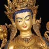 Green Tara: Buddhist Handmade Statue, Full Gold Plated, Face Painted - Image 4