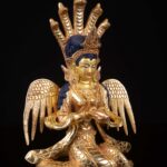 Naga Kanya: Buddhist Handmade Statue, Full Gold Plated, Face Painted - Image 2