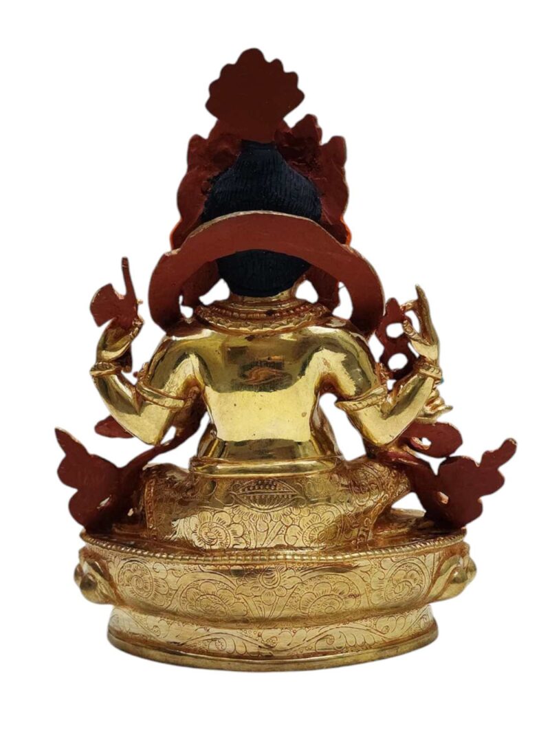 Ganesh: Tibetan Buddhist Handmade Statue, Gold Plated, Painted Face - Image 5
