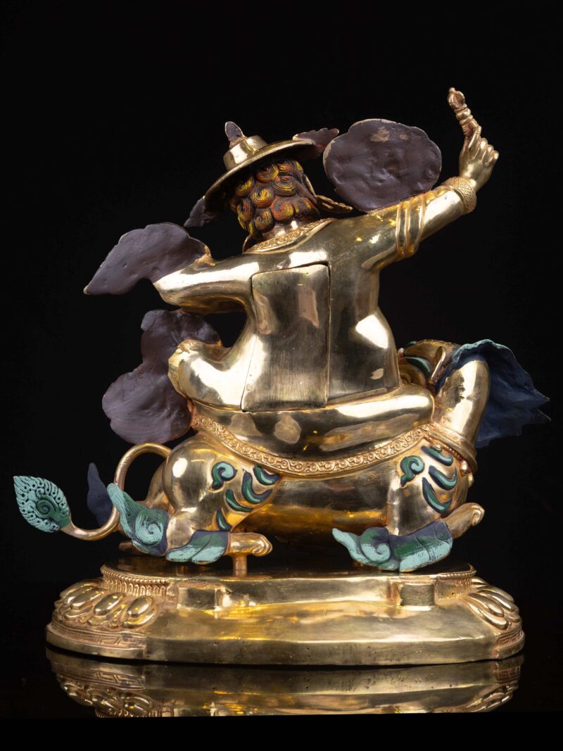 Shugden: Buddhist Handmade Statue, Full Gold Plated with Painted Face - Image 5