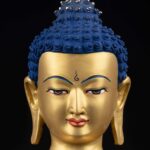 Shakyamuni Buddha: Buddhist Handmade Statue, Full Gold Plated, Face Painted And Stone Setting - Image 4