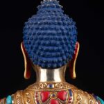 Shakyamuni Buddha: Buddhist Handmade Statue, Full Gold Plated, Face Painted And Stone Setting - Image 5