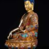 Shakyamuni Buddha: Buddhist Handmade Statue, Full Gold Plated, Face Painted And Stone Setting - Image 3