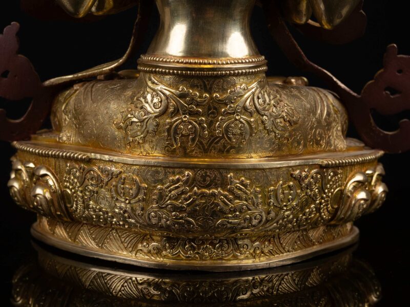 Chenrezig: Buddhist Handmade Statue, Full Gold Plated with Painted Face - Image 6