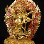White Mahakala: Buddhist Handmade Statue, Full Gold Plated with Painted Face - Image 3
