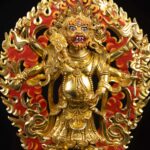 White Mahakala: Buddhist Handmade Statue, Full Gold Plated with Painted Face - Image 2