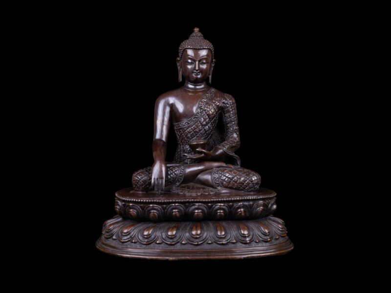 Shakyamuni Buddha: Buddhist Handmade Statue, Chocolate Oxidized Finish