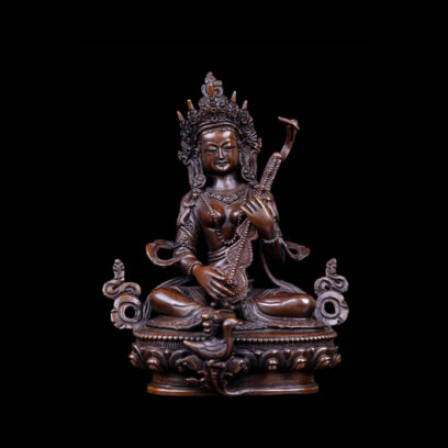 Saraswati: Buddhist Handmade Statue, Chocolate Oxidized Finish