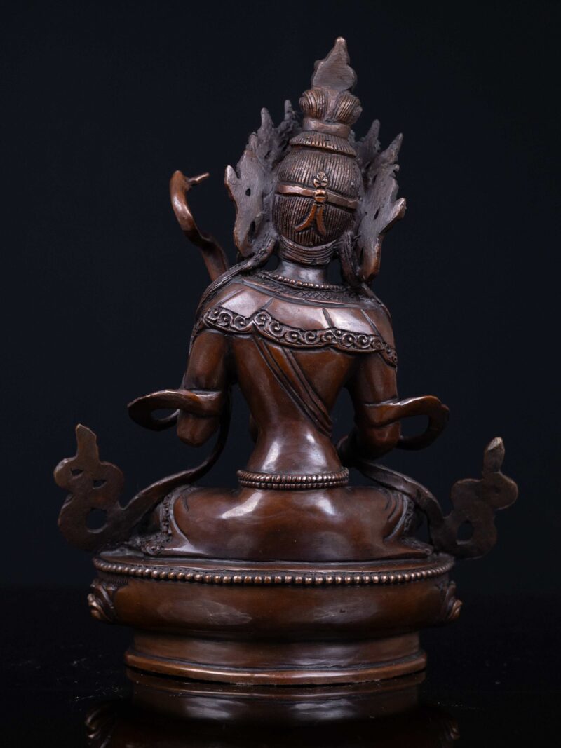 Saraswati: Buddhist Handmade Statue, Chocolate Oxidized Finish - Image 6