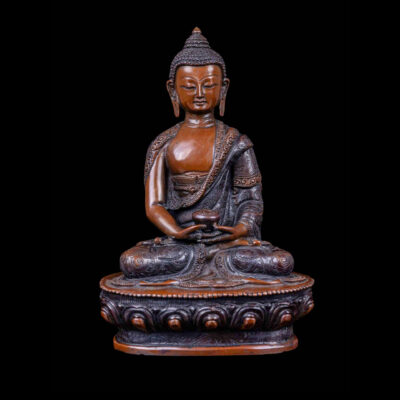 Amitabha Buddha: Buddhist Handmade Statue, Chocolate Oxidized Finishing