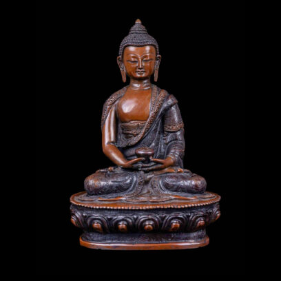 Amitabha Buddha: Buddhist Handmade Statue, Chocolate Oxidized Finish