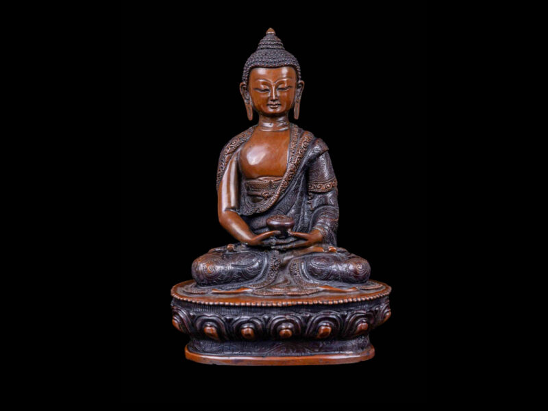 Amitabha Buddha: Buddhist Handmade Statue, Chocolate Oxidized Finish
