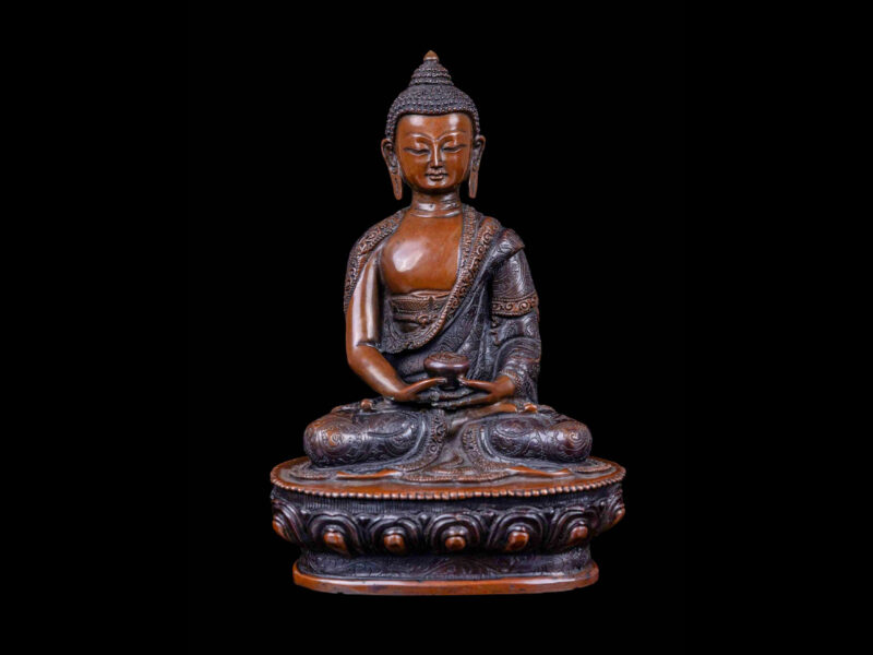 Amitabha Buddha: Buddhist Handmade Statue, Chocolate Oxidized Finish - Image 2