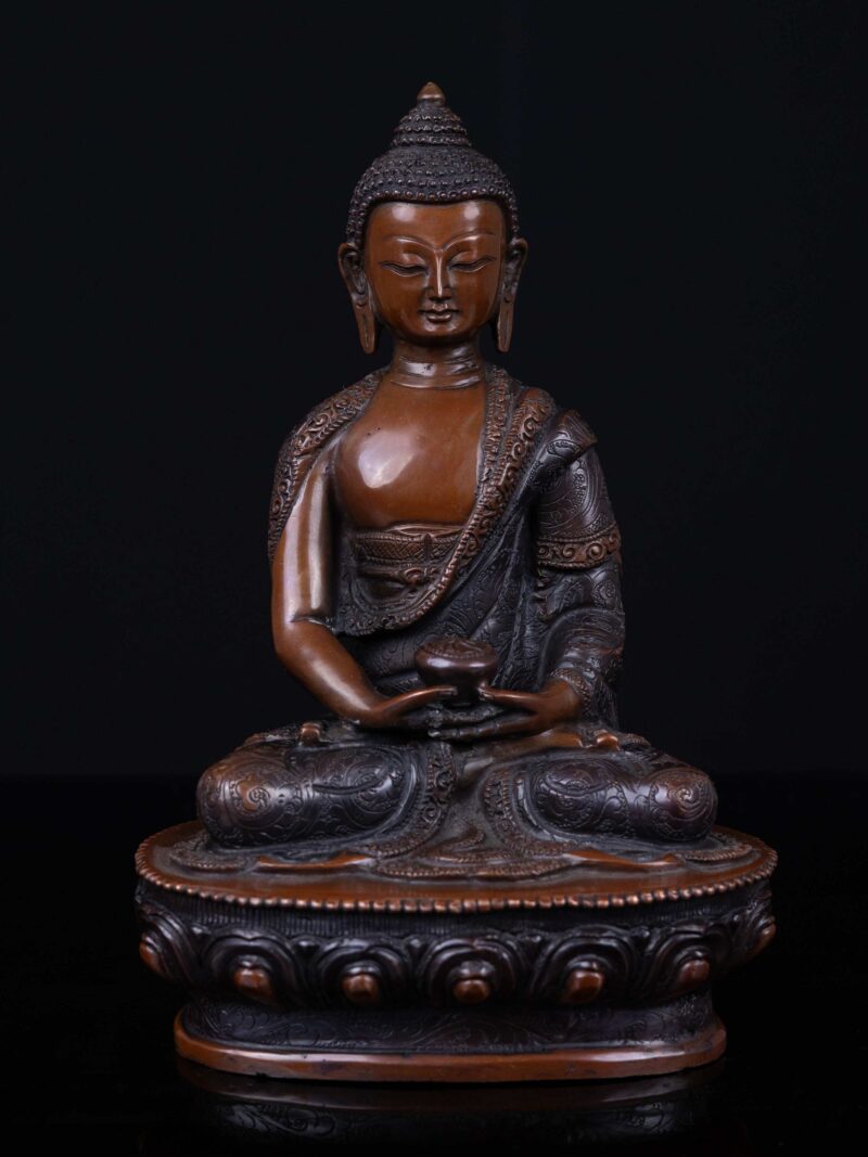 Amitabha Buddha: Buddhist Handmade Statue, Chocolate Oxidized Finish - Image 5